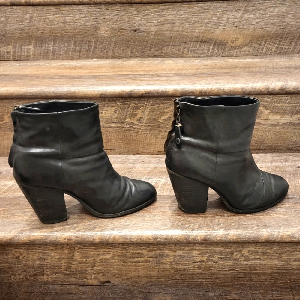 Rag & Bone Newbury Boots Womens Black Booties Block Heel Zip 9.5 - Picture 1 of 4